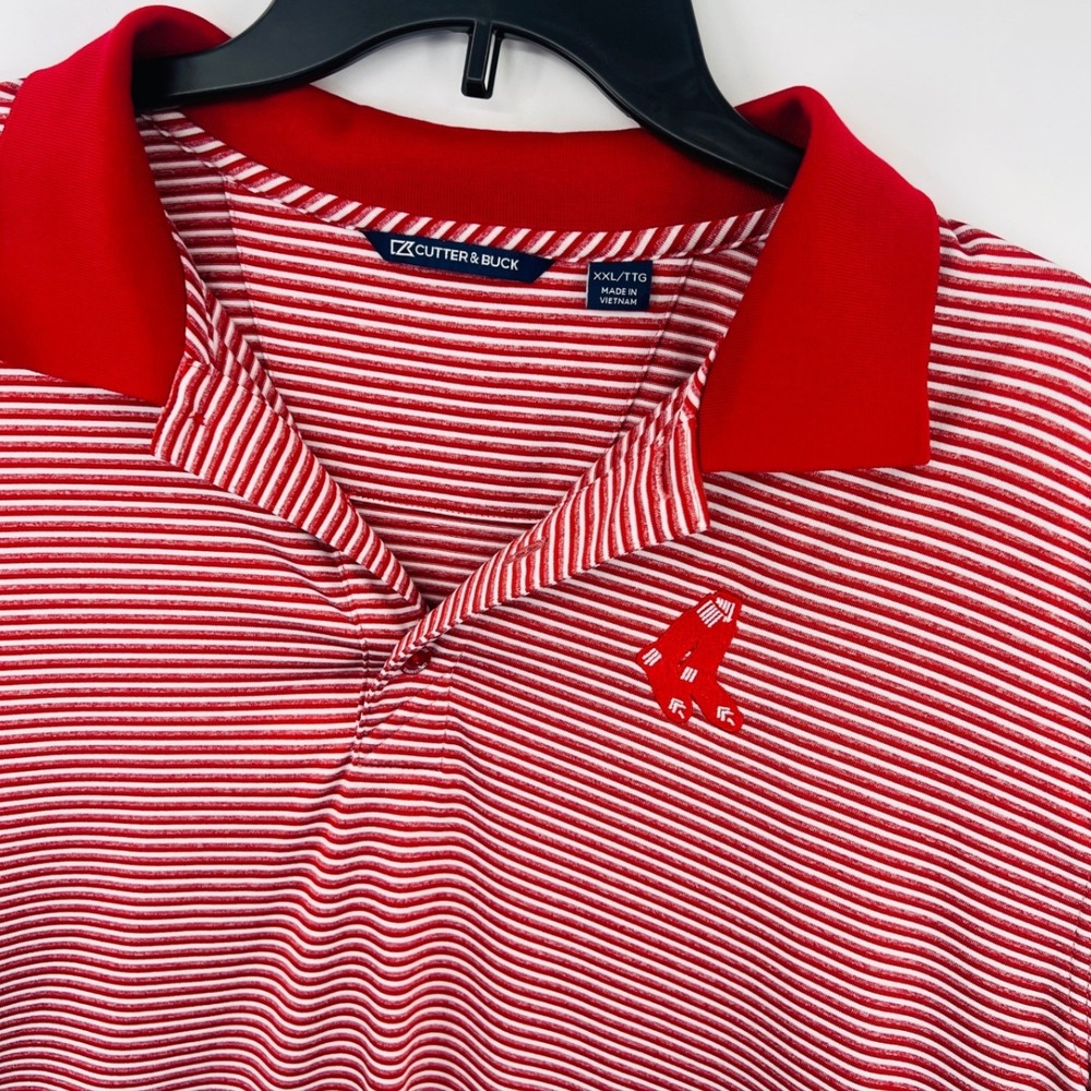 Cutter & Buck Boston Red Sox MLB Polo Shirt Mens XXL Red White‎ Striped Golf